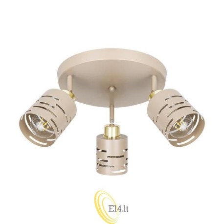 Sieninė lempa E27 LED Elen judama x3 smėlio+auksinė apvali