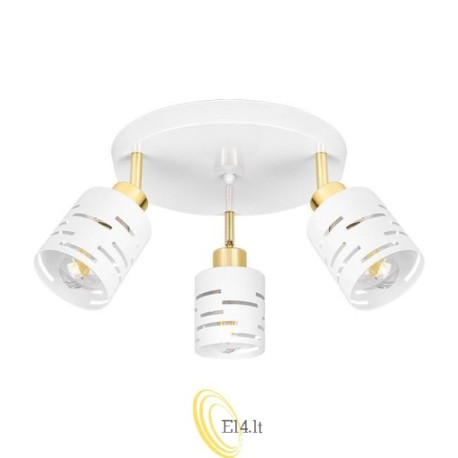 Sieninė lempa E27 LED Elen pasukama x3 balta+auksinė apvali