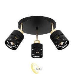 Sieninė lempa E27 LED Elen pasukama x3 juoda+auksinė apvali