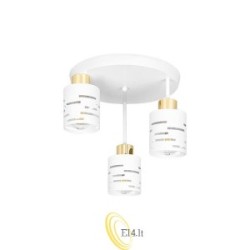 Sieninis šviestuvas E27 LED Elen x3 baltas+auksinis apvalus