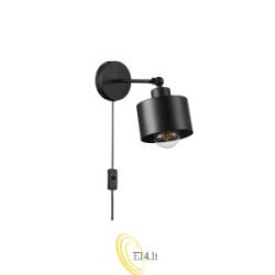 Sieninė lempa E27 LED Elza judama x1 juoda su kištuku