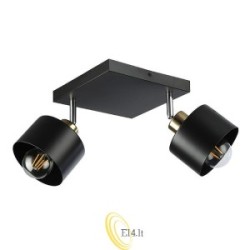 Sieninė lempa E27 LED Elza pasukama x2 juoda + varis
