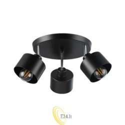 Sieninė lempa E27 LED Elza judama x3 juoda apvali