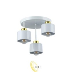 Sieninė lempa E27 LED Elza x3 balta + auksinė apvali