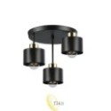 Sieninis šviestuvas E27 LED Elza x3 juodas + varis apvalus