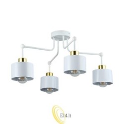 Sieninis šviestuvas E27 LED Elza x4 baltas + auksinis apvalus.
