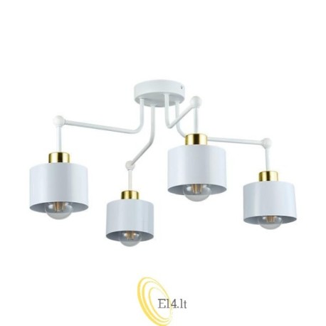 Sieninis šviestuvas E27 LED Elza x4 baltas + auksinis apvalus.