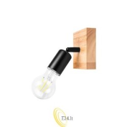 Sieninis šviestuvas E27 LED Eos pasukamas x1 juodas + medis