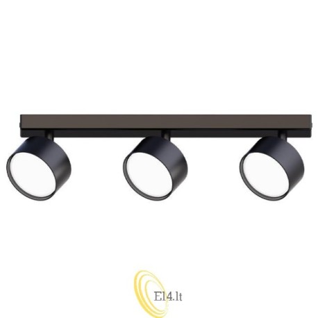 Sieninė lempa GX53 LED Capris pasukama x3 juoda