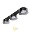 Sieninė lempa GX53 LED Glossy x3 juoda rūkinta