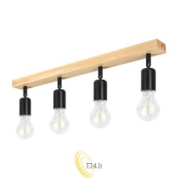 Sieninė lempa E27 LED Eos pasukama x4 juoda + medis