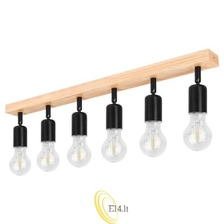 Sieninė lempa E27 LED Eos pasukama x6 juoda + WD