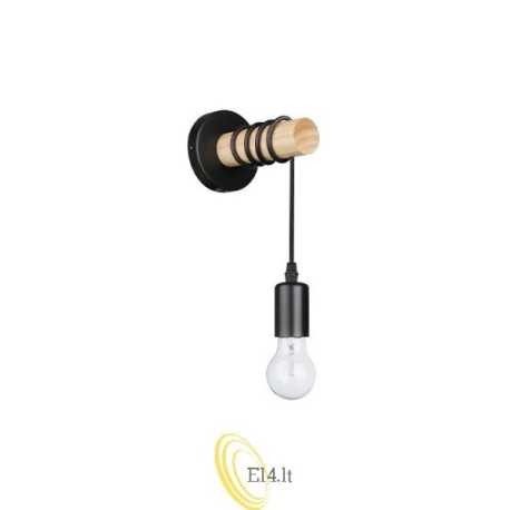 Pakabinamas sieninis šviestuvas E27 LED Eos x1 juodas + medis