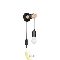 Sieninė lempa E27 LED Eos kabanti x1 juoda + medis su kištuku