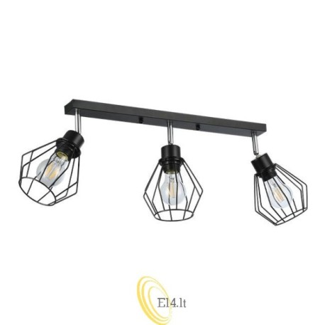 Sieninis šviestuvas E27 LED Otto pasukamas x3 juodas