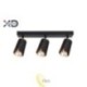 Sieninė lempa GU10 LED x3 juoda+auksinė