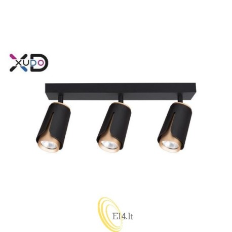 Sieninė lempa GU10 LED x3 juoda+auksinė