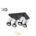 Sieninė lempa GU10 LED x4 balta+juoda kvadratinė