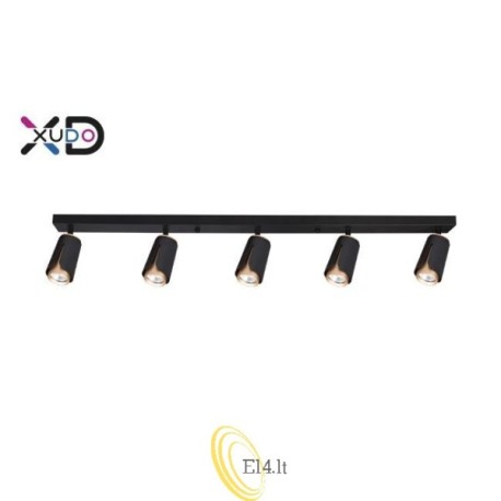 Sieninė lempa GU10 LED x5 juoda+auksinė