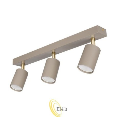 Sieninė lempa GU10 LED Bardo pasukama x3 smėlio spalvos + auksinė