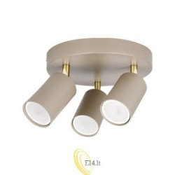 Sieninė lempa GU10 LED Bardo pasukama x3 smėlio+auksinė apvali