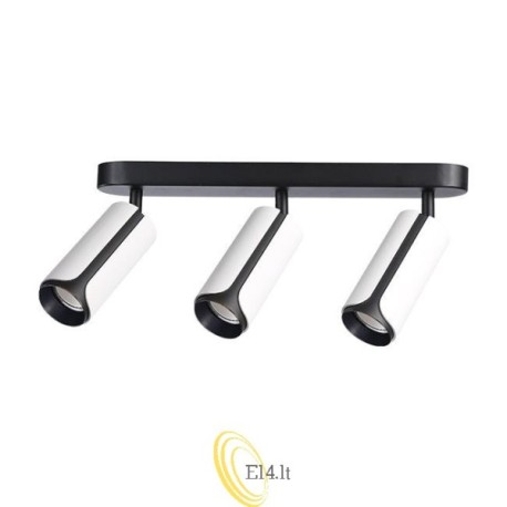 Sieninė lempa GU10 LED Sento pasukama x3 balta+juoda
