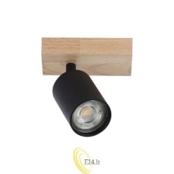 Sieninė lempa GU10 LED Dabi pasukama x1 juoda + medis