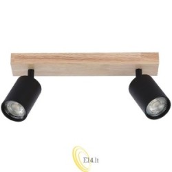 Sieninis šviestuvas GU10 LED Dabi pasukamas x2 juodas + medis