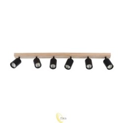Sieninė lempa GU10 LED Dabi pasukama x6 juoda + medis