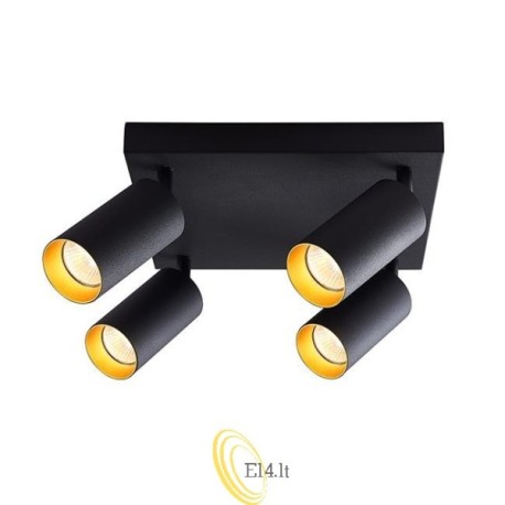 Sieninė lempa GU10 LED Eris Gold judama x4 juoda