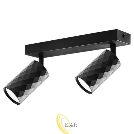 Sieninė lempa GU10 LED Glamour pasukama x2 juoda