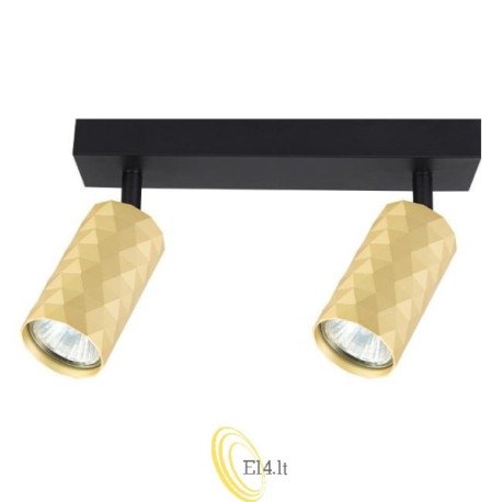 Sieninis šviestuvas GU10 LED Glamour judinamas x2 juodas+auksinis