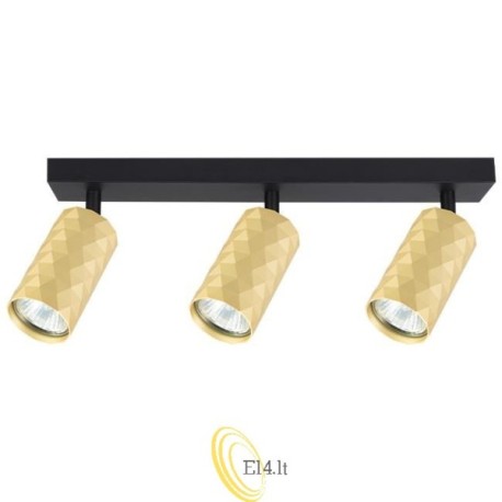 Sieninė lempa GU10 LED Glamour judama x3 juoda+auksinė