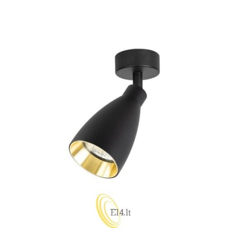 Sieninė lempa GU10 LED Helis pasukama x1 juoda + auksinė