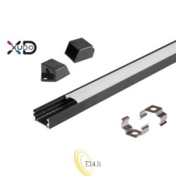 Slim profilis 2 m juodas, matinis difuzorius