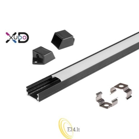 Slim profilis 2 m juodas, matinis difuzorius