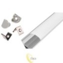 LED profilis Masterled kampinis 1 m anoduotas pieniškas