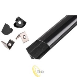 LED profilis Masterled kampinis 2 m juodas permatomas