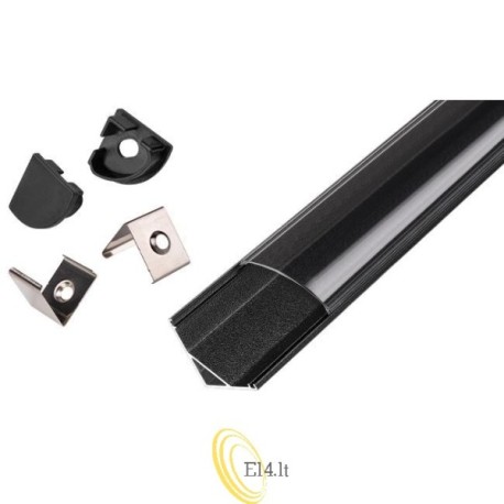 LED profilis Masterled kampinis 2 m juodas permatomas