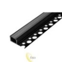 LED profilis PCV 33x12 įleidžiamas glazūra juodas 2 m permatomas