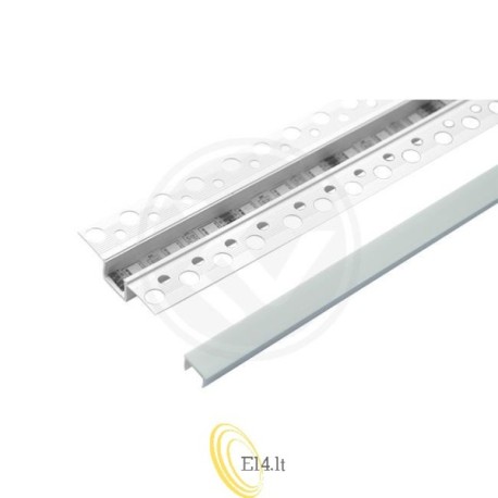 LED profilis PCV 50x12 įleidžiamas į gipso kartono plokštes, baltas, 1 m, matinis
