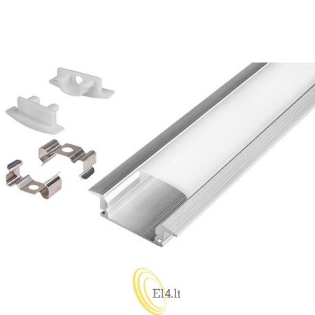 LED profilis Masterled įleidžiamas 1 m anoduotas pieniškas