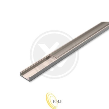 LED profilis PCV 16x7 Slim pilkas 2 m permatomas