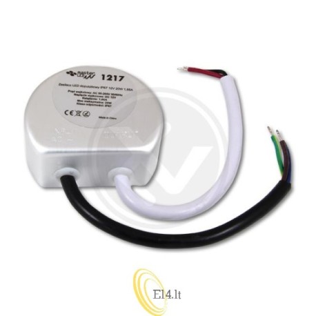 LED maitinimo šaltinis, montuojamas į dėžutę, IP67, 12V, 20W, 1,66A