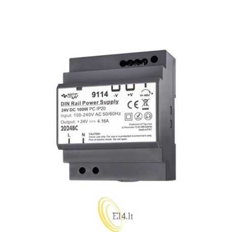 Maitinimo šaltinis DIN bėgiui 24V 100W 4.16A IP20