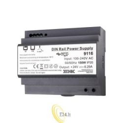 Maitinimo šaltinis DIN bėgiui 24V 150W 6.25A IP20