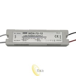 LED baldų maitinimo šaltinis 12V 72W 6A IP20 plastikinis