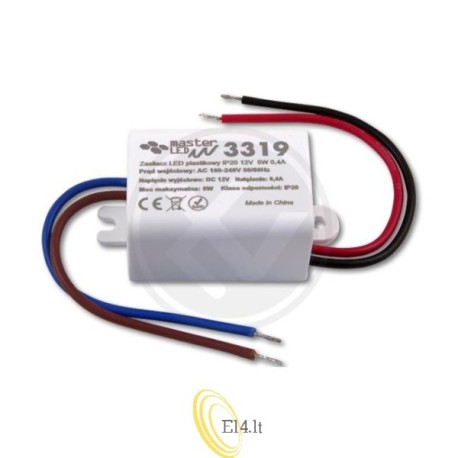 LED maitinimo šaltinis plastikinis IP20 12V 5W 0,4A