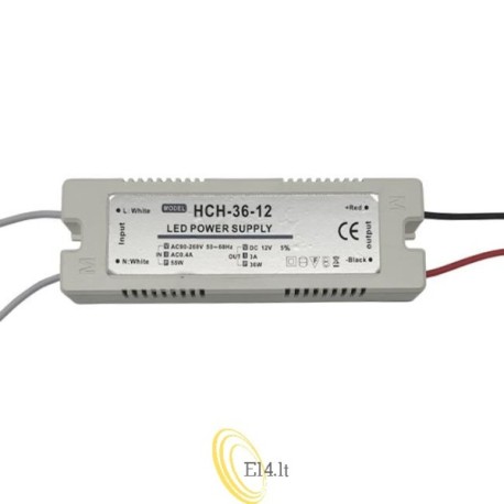 LED maitinimo šaltinis baldams 12V 36W 3A IP20 plastikinis