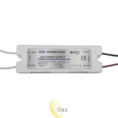 LED maitinimo šaltinis baldams 12V 48W 4A IP20 plastikinis